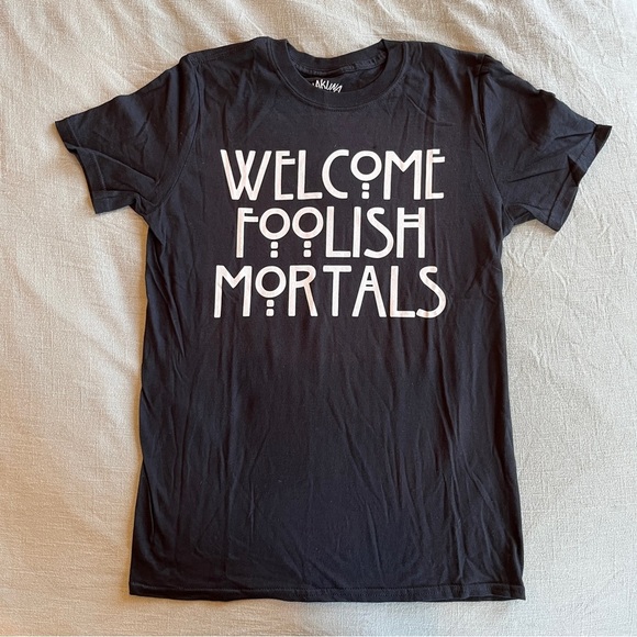 Disney Welcome Foolish Mortals Haunted Mansion American Horror Story Graphic Tee - Picture 1 of 6